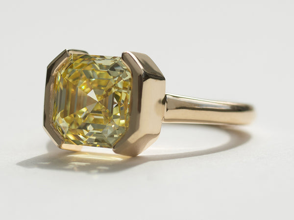 18k Yellow Asscher Cut Engagement Ring