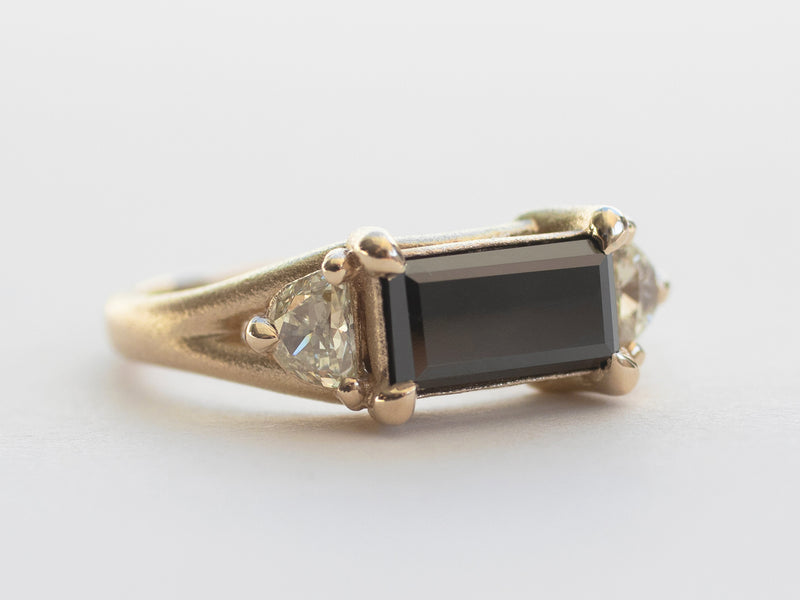 Black Diamond Baguette Engagement Ring