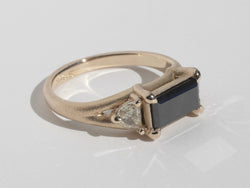 Black Diamond Baguette Engagement Ring