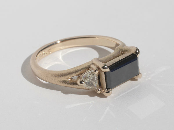 Black Diamond Baguette Engagement Ring