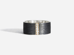 Front view of Sterling Silver Pave Linear Band