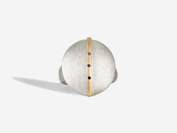 Front view of ring with black diamonds