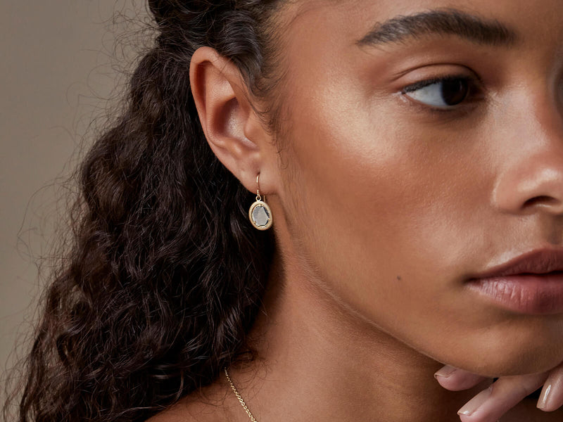 Model wearing Diamond Slice Drop Earring