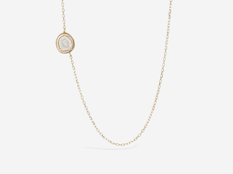 Detail shot of necklace showing diamond slice