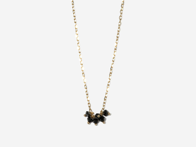 Shaesby Black Diamond Rondelle Cluster Necklace