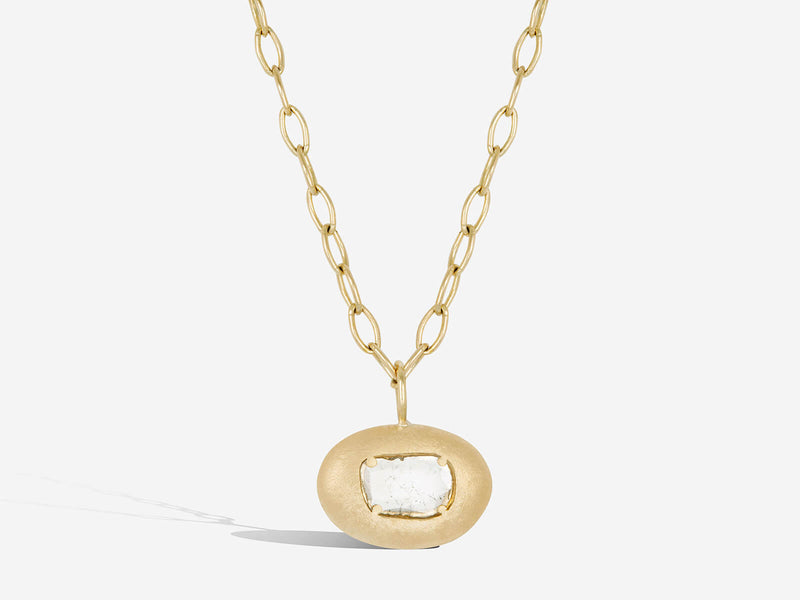 Sideways Oval Diamond Slice Pendant