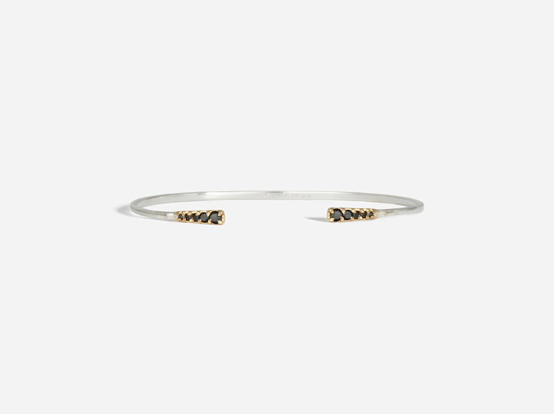 Front view of mixed metal Flamenco Bling Cuff with Black Diamonds