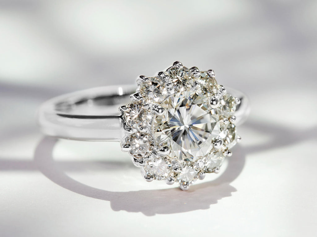9ct White Gold 0.37ct Total Diamond Flower Cluster Ring | Ernest Jones