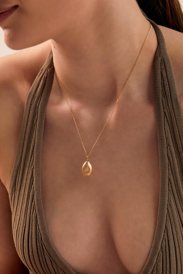 Teardrop Diamond Slice Necklace